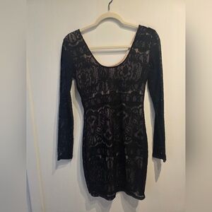 Dynamite Black Lace Long Sleeve Dress